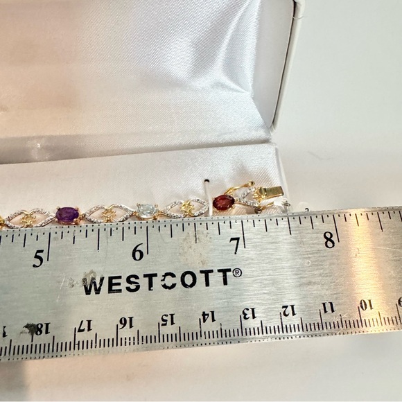 Heart Links Bracelet with Multi-Color Gemstones - Picture 4 of 4